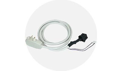 GE Appliances PTAC Accessory power cord product isolated on top of a light grey circle
